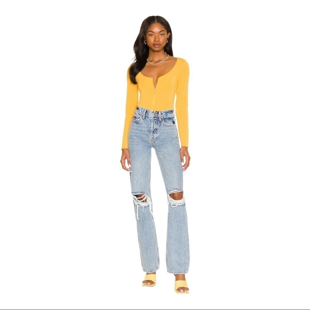 BB Dakota Gold Top Steve Madden Long Sleeve Scoop Neck Front Zip Sunflower S - Picture 6 of 7